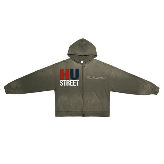 GREY HU STREET Zip Hoodie