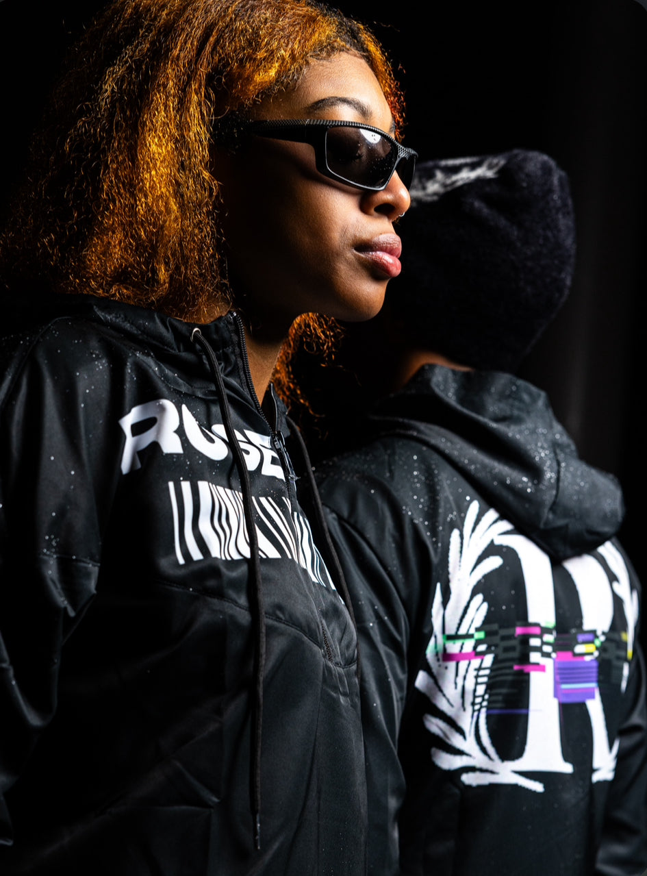 GLITCH | BLACK, Women’s cropped windbreaker