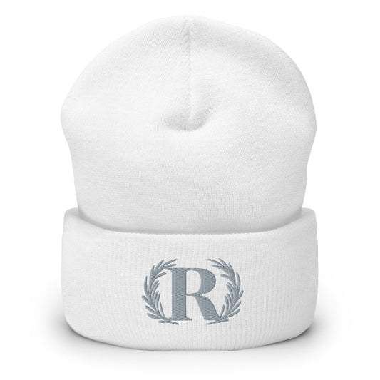 Embroidered Cuffed Beanie WHITE