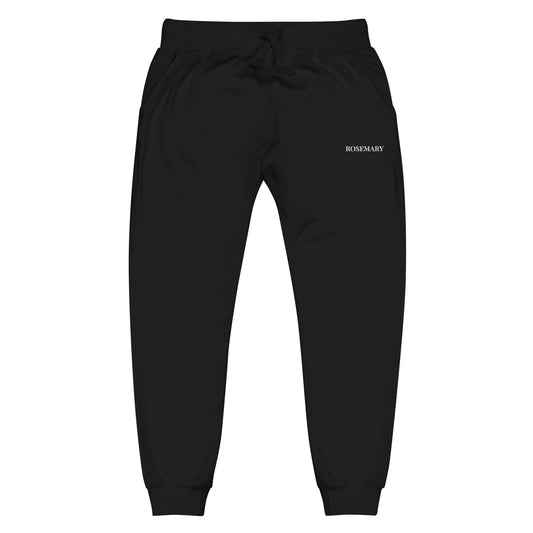 Black embroidered fleece sweatpants