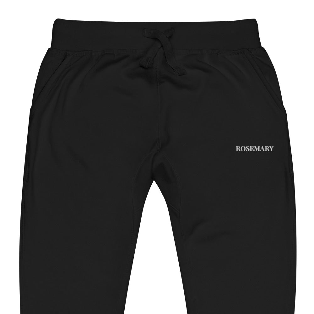 Black embroidered fleece sweatpants